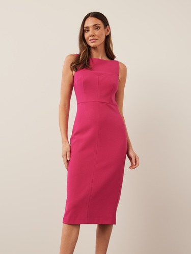 Buy Pink Corset Detail Midi Dress from Next Poland