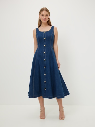 Florence Denim Midi Dress                                                                                                       