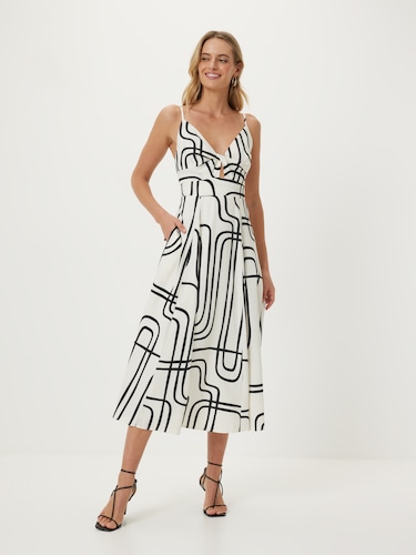 Maria Twist Front Midi Dress                                                                                                    