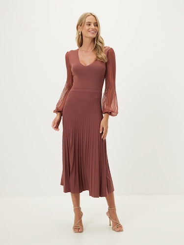 Bronte Sheer Sleeve Midi Dress                                                                                                  
