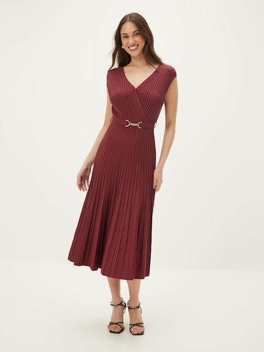 Hazel Wrap Pleat Midi Dress                                                                                                     