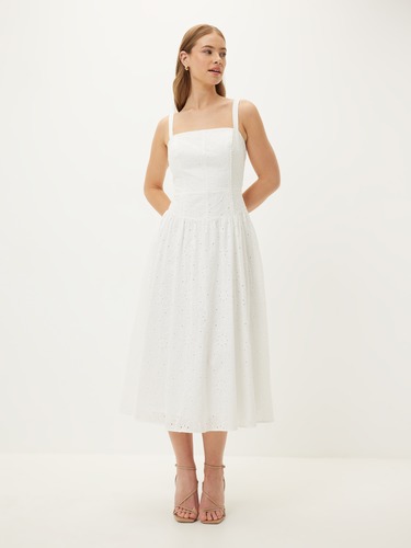 Tori Broderie Midi Dress                                                                                                        