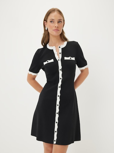 Lara Scallop Detail Milano Mini Dress                                                                                           
