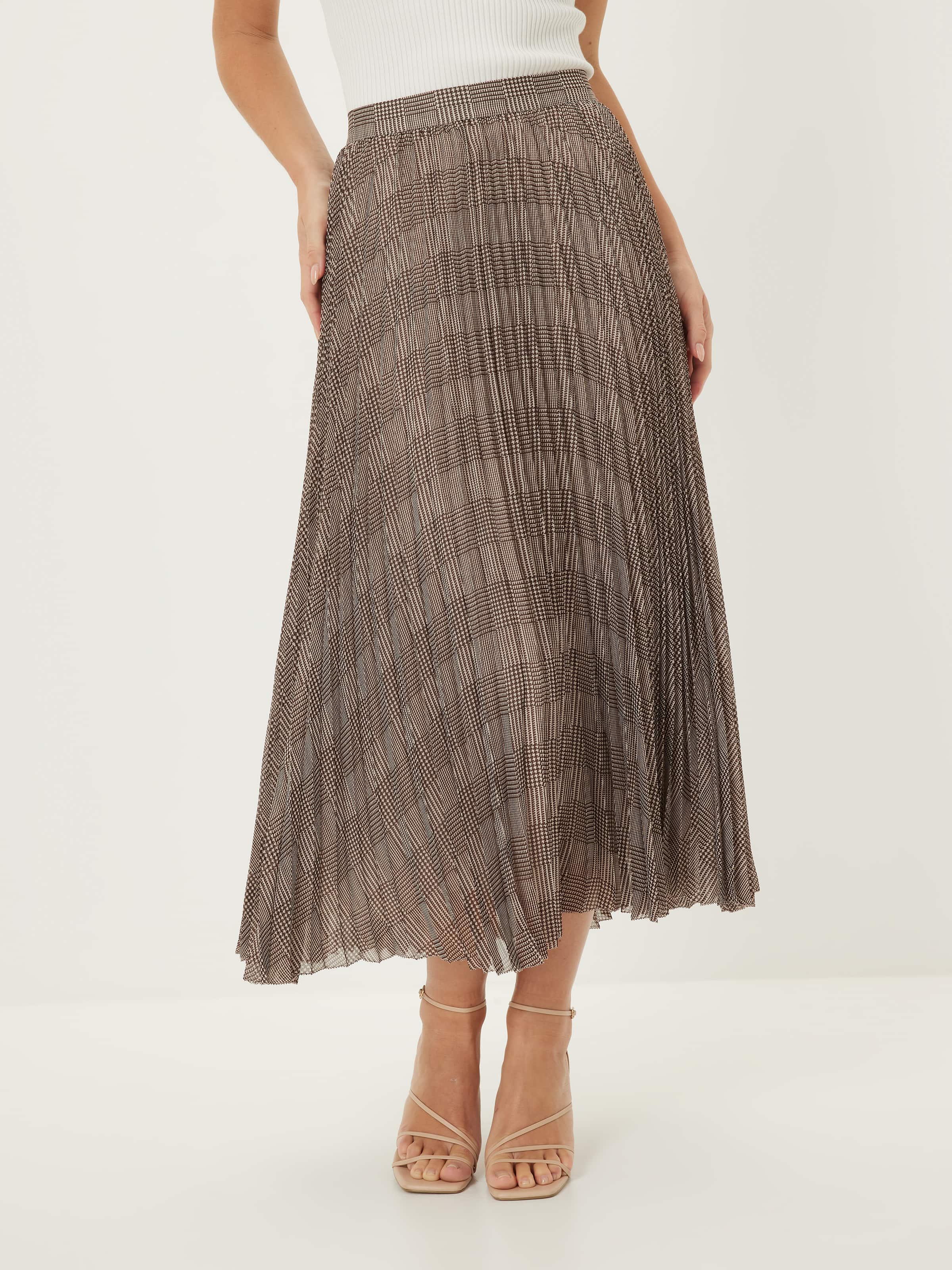Sara Check Pleated Skirt main image 0