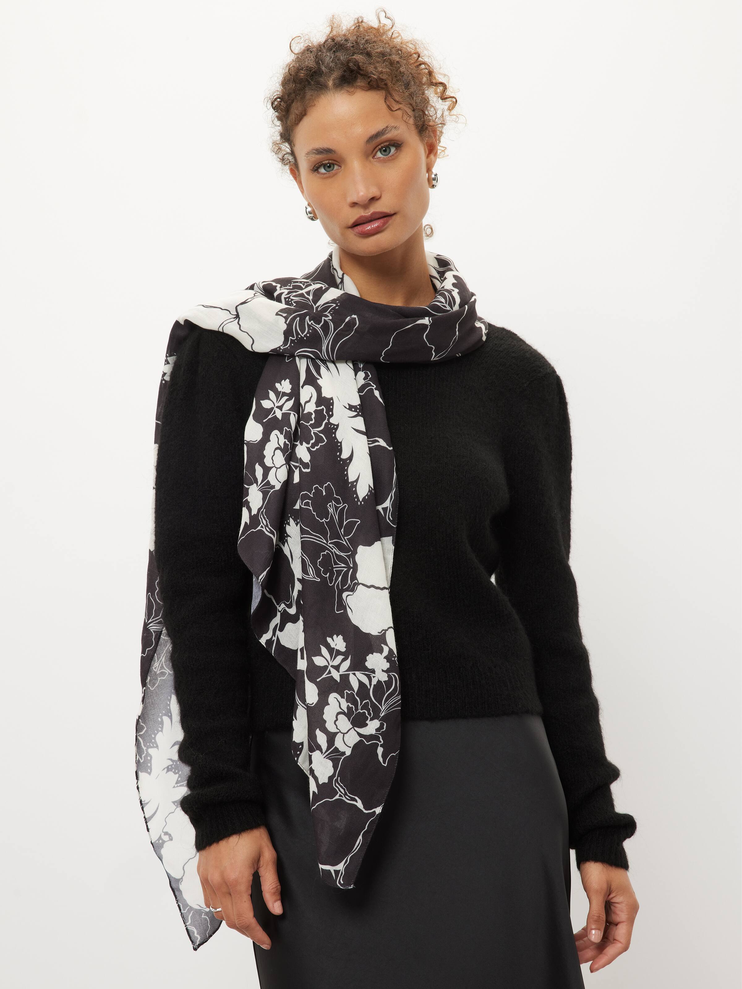 Mono Bloom Printed Scarf - Portmans Online