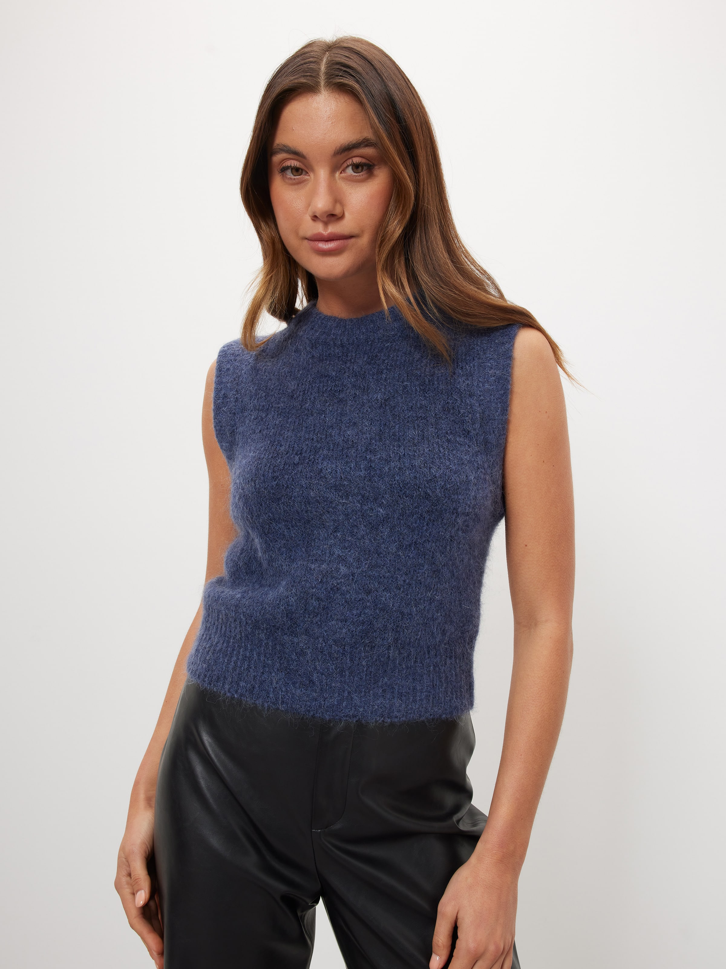 Clara Fluffy Vest Storm Blue - Portmans Online