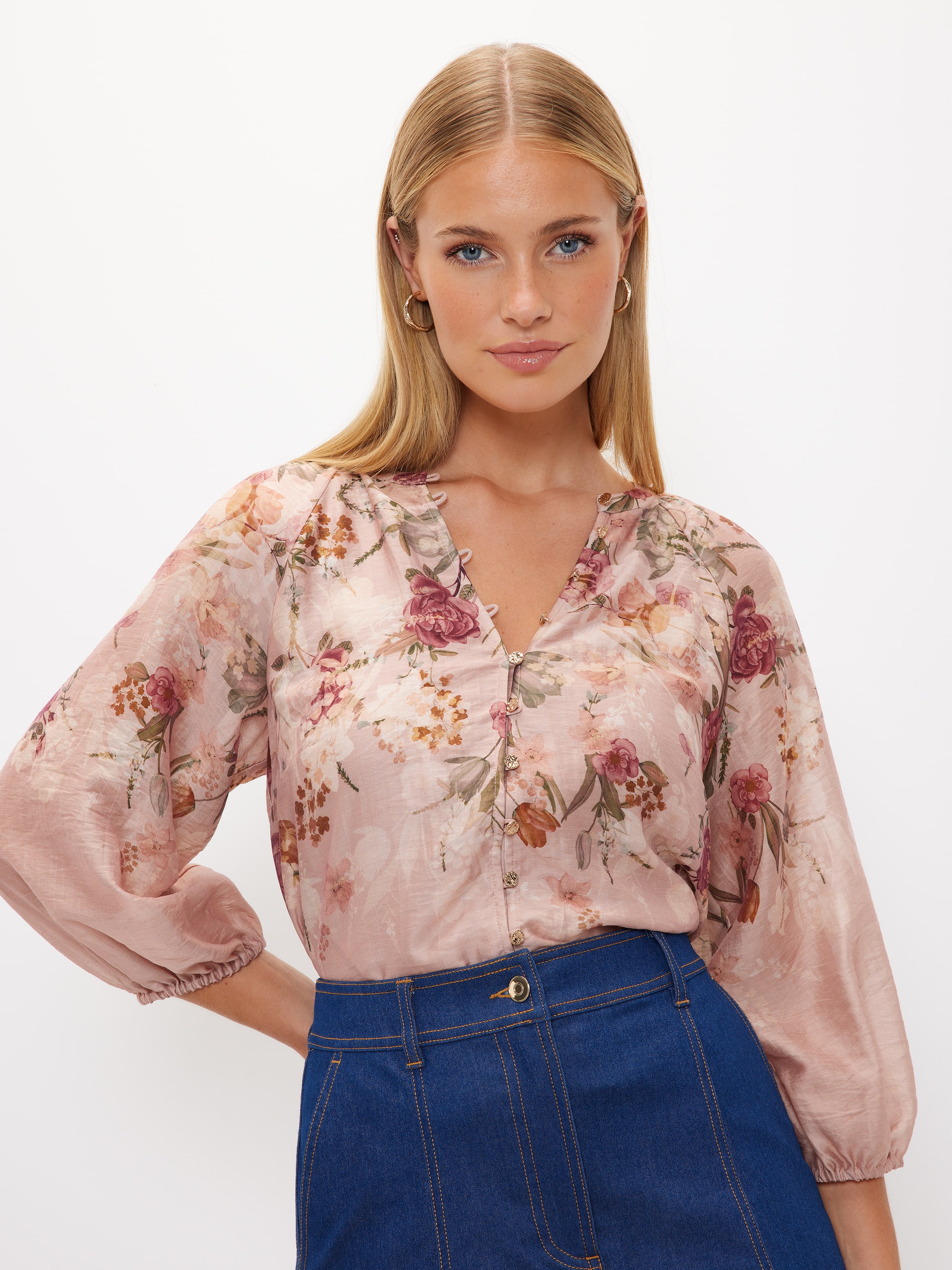 Aubrey Poppy Printed Blouse - Portmans Online