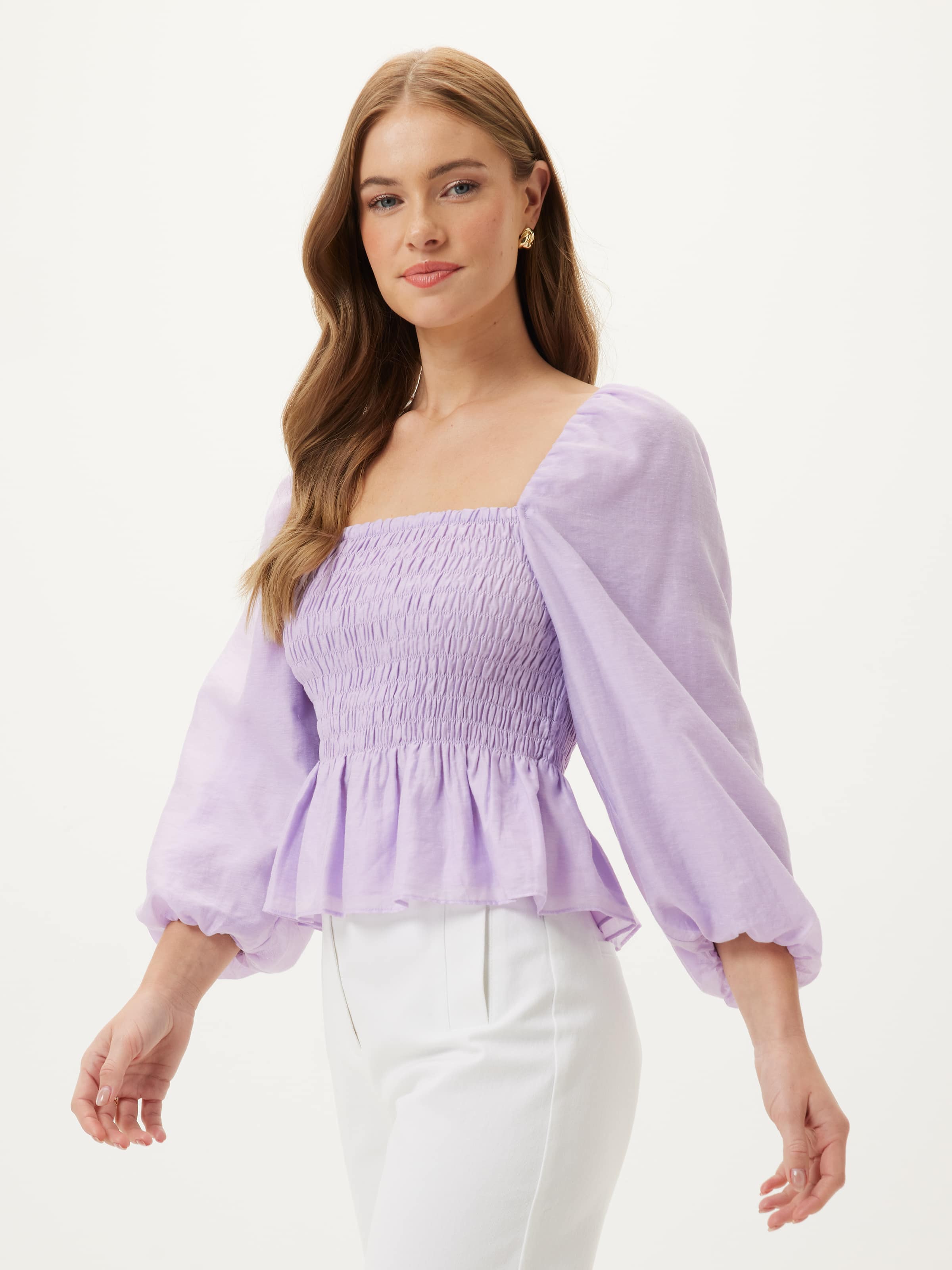 Summer Shirred Top Orchid Bloom - Portmans Online