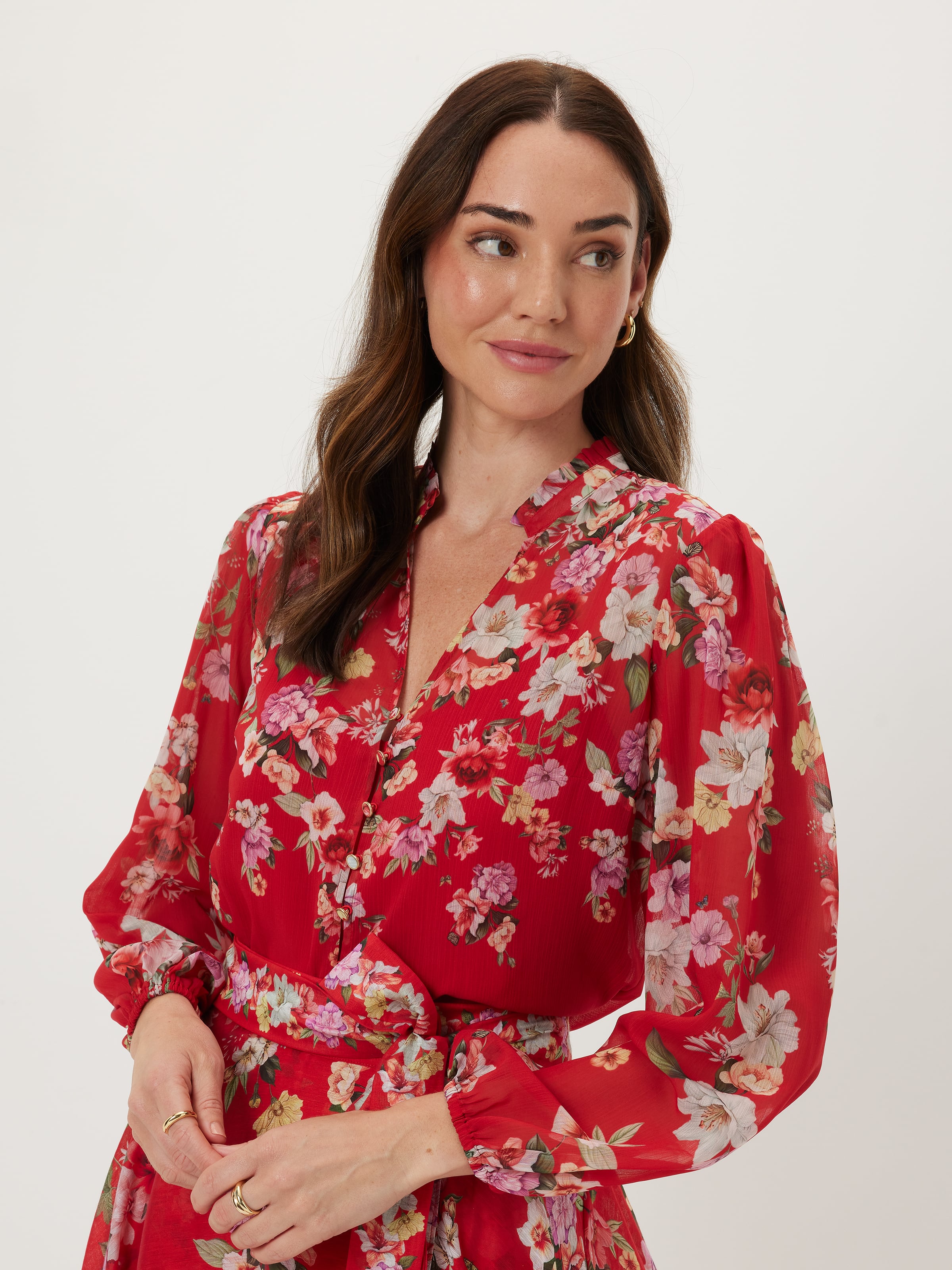 Pleated Sleeveless Blouse in Maya Print