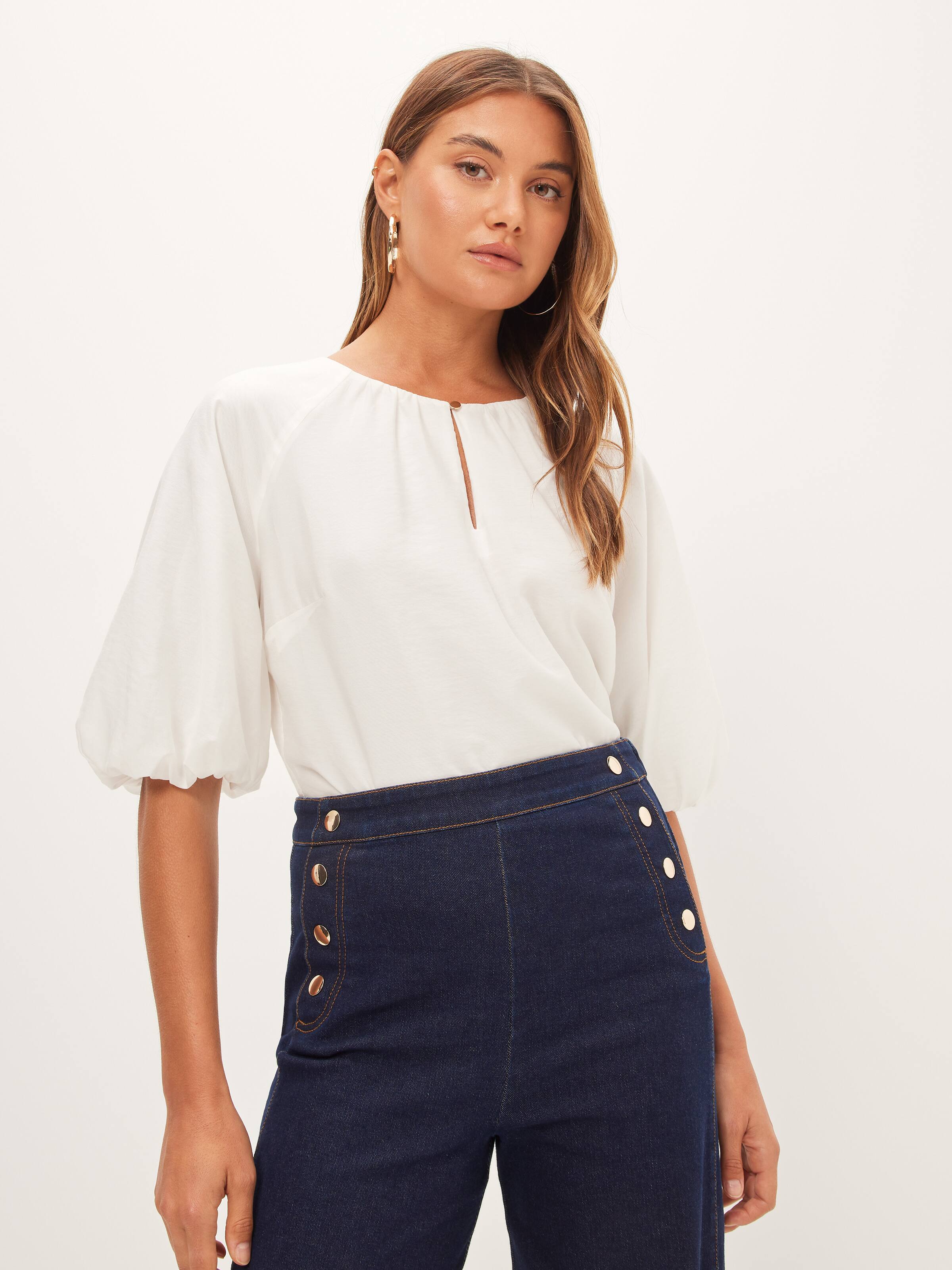 Lily Sequin Snowball Puff Sleeve Top
