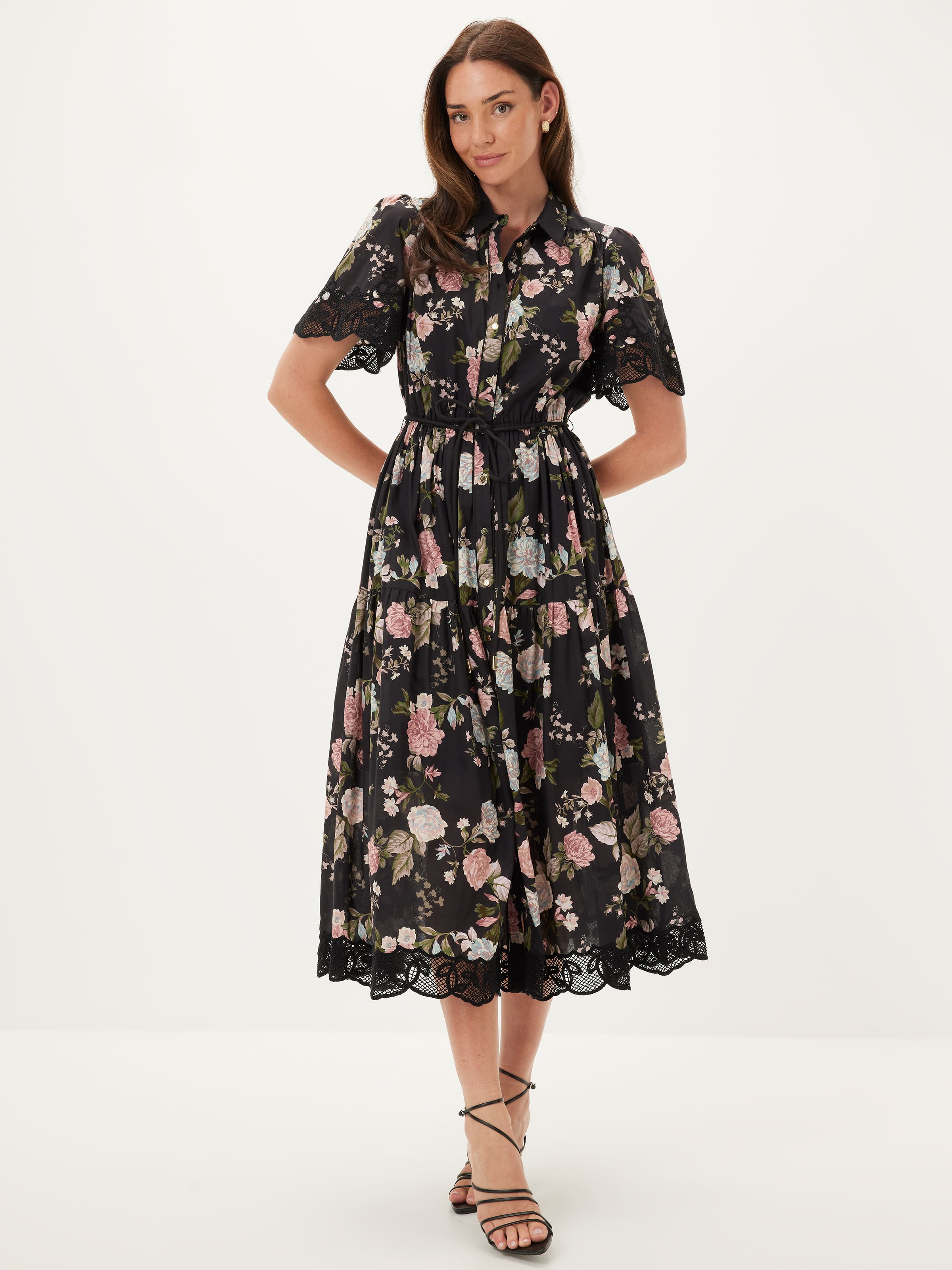 Zora Short Sleeve Midi Dress Vintage Floral - Portmans Online