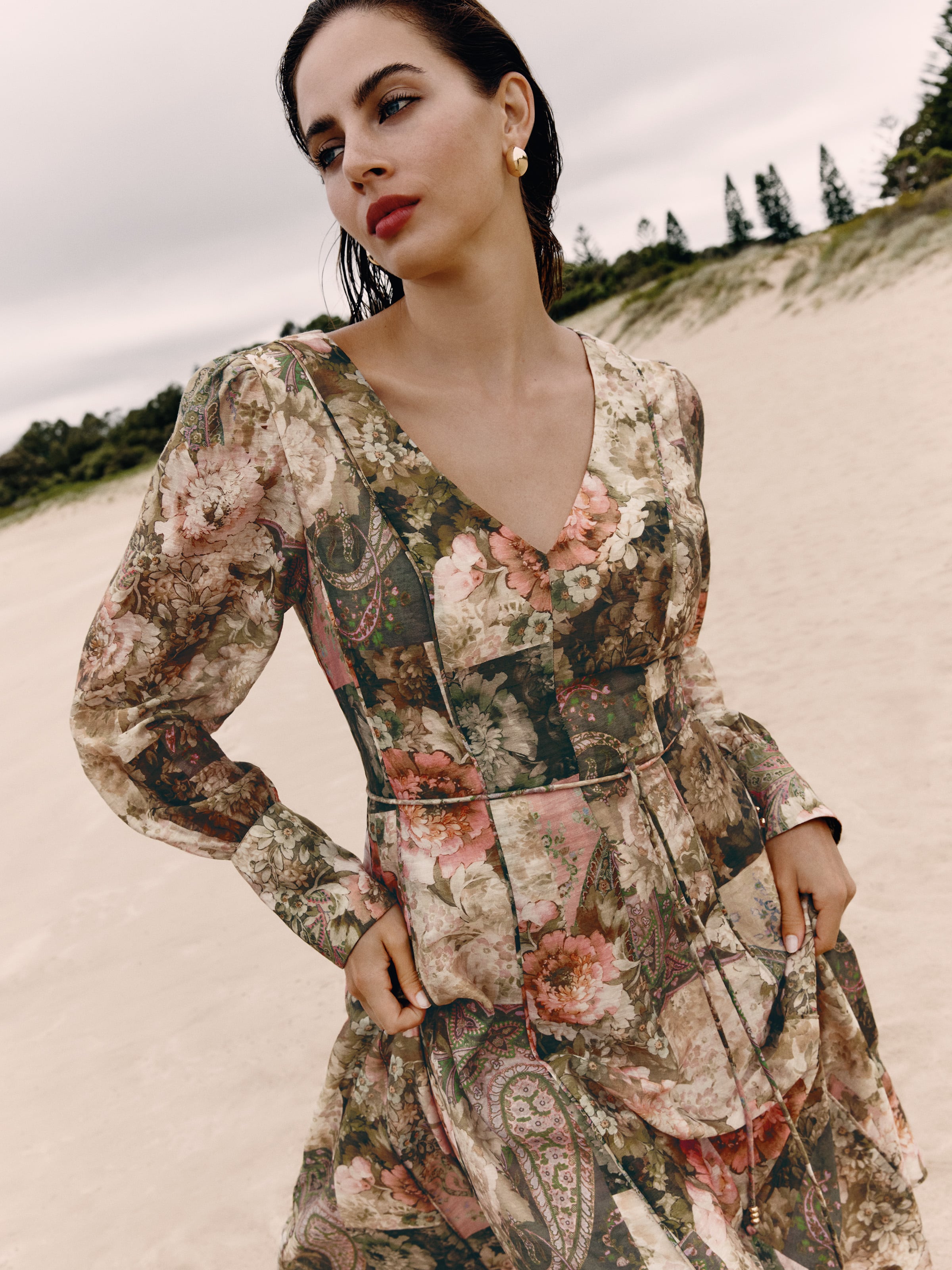 Mira Midi Dress Autumn Patchwork - Portmans Online