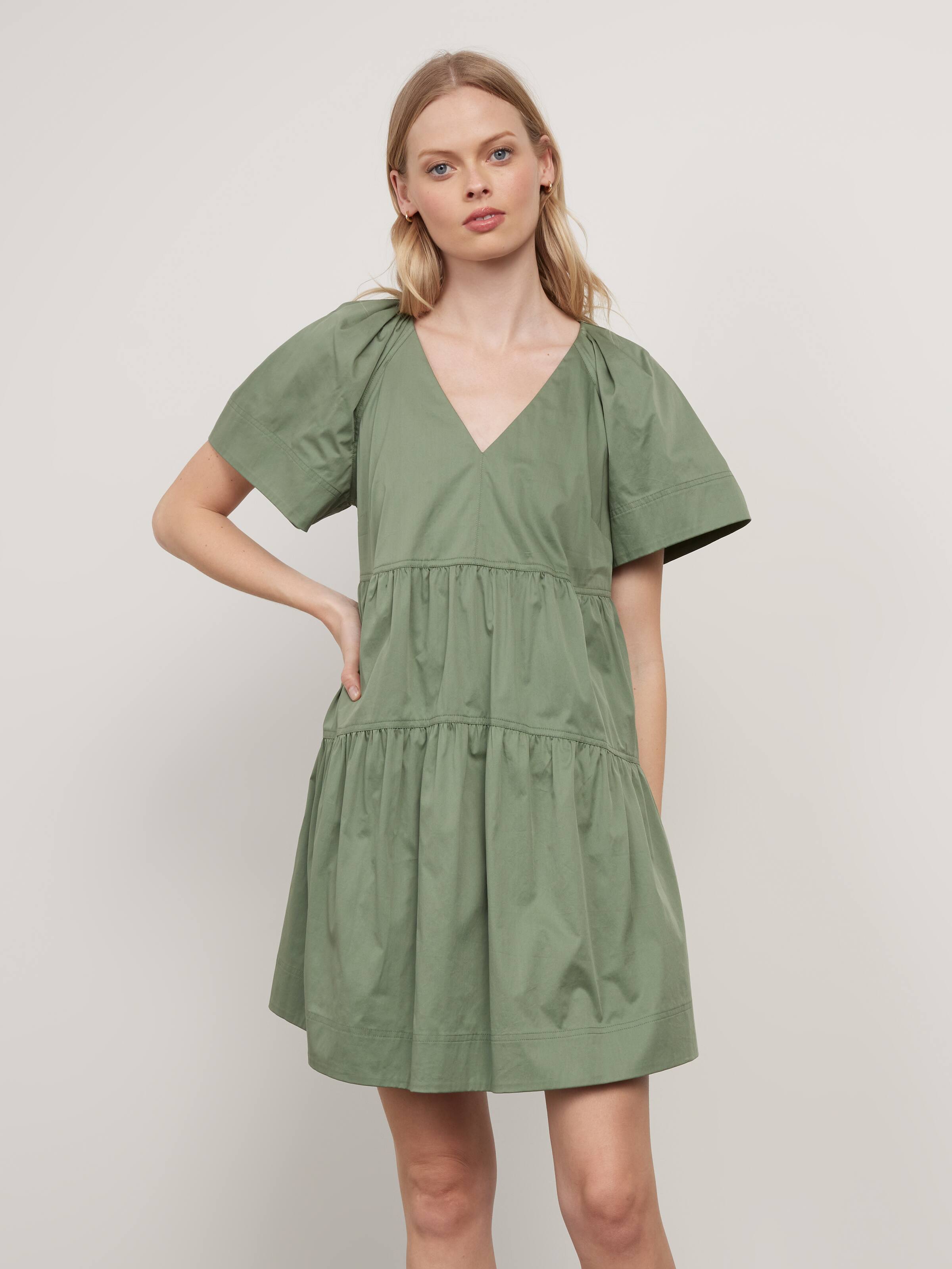 Tiered Poplin Dress
