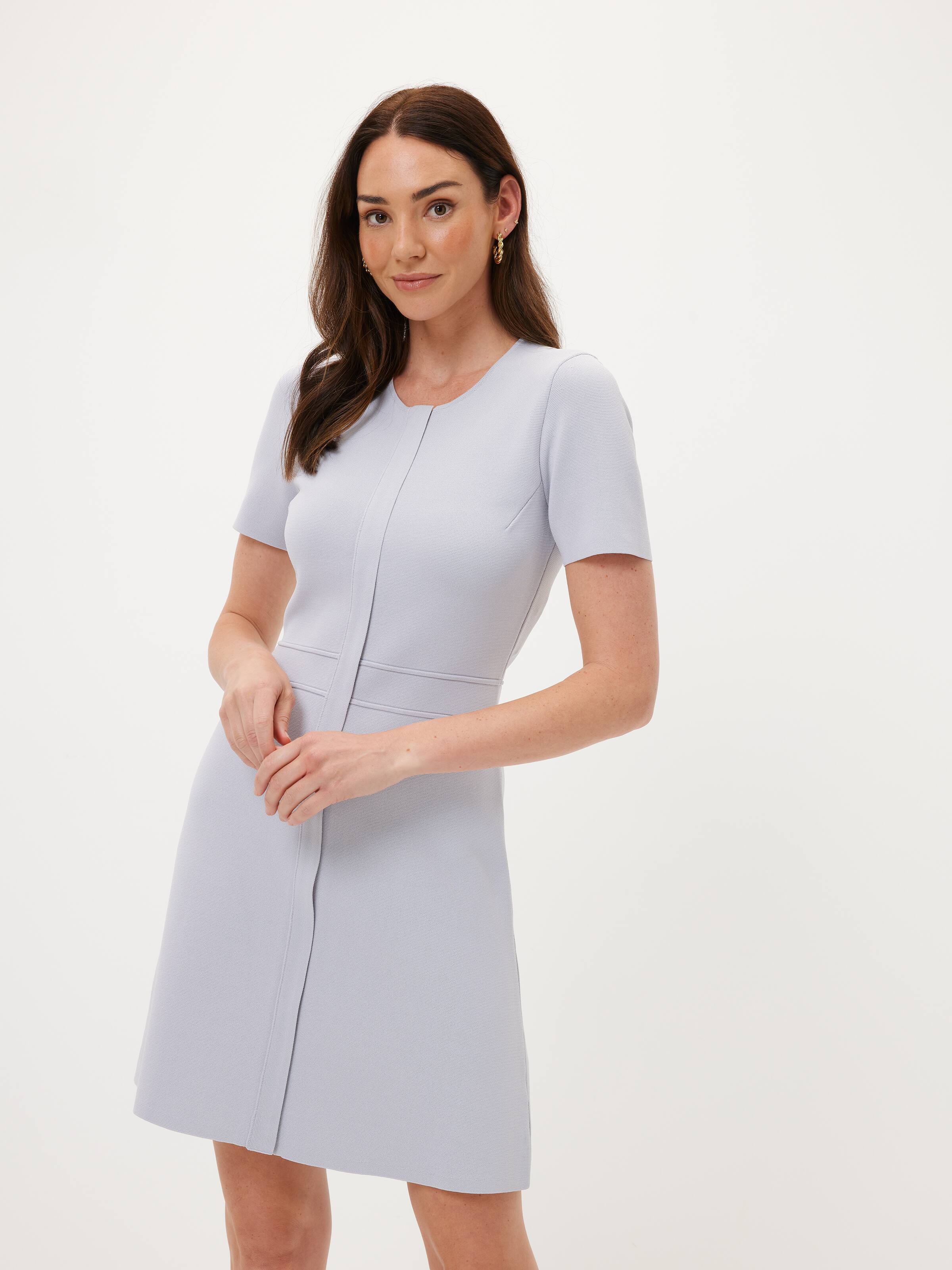 Giselle Covered Zip Mini Dress Dove - Portmans Online